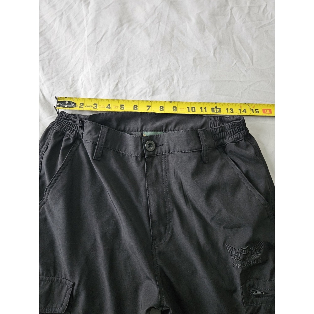 Yawho Sports Cargo Pants Legendary Since 1941 Black Elastic Waist Size Small - Picture 6 of 8